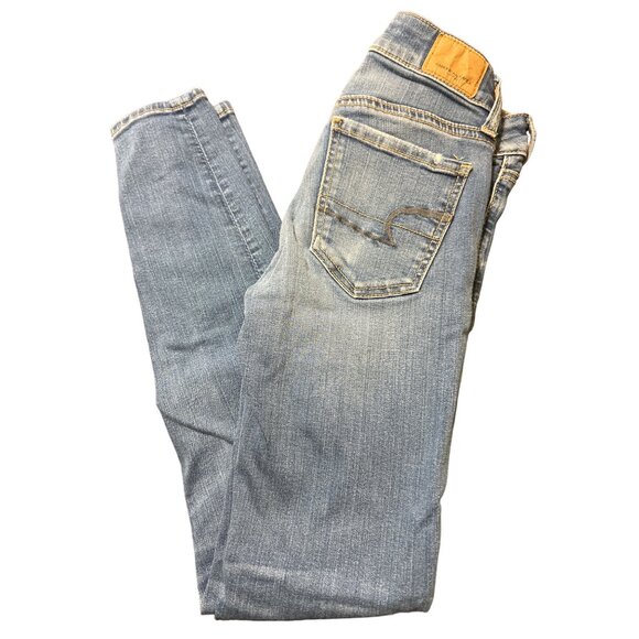 American Eagle Outfitters Super Stretch X Jegging Jeans Size 00 Light Distressin - Picture 4 of 6